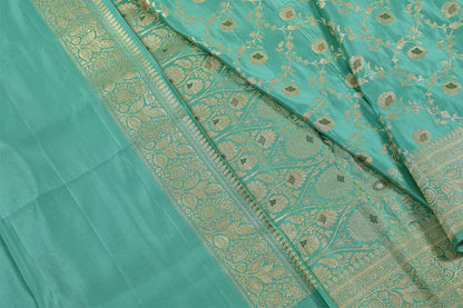 Sea Green Pure Banarasi Silk Saree with Jal Work and Self Border