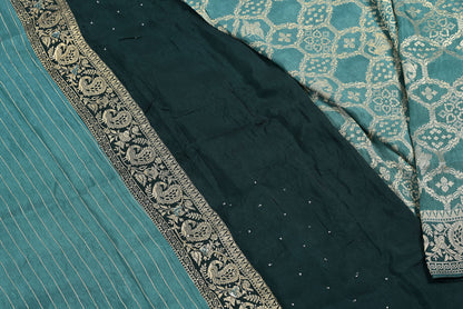Silk pecock green pure soft silk saree for weddings and festive occasions