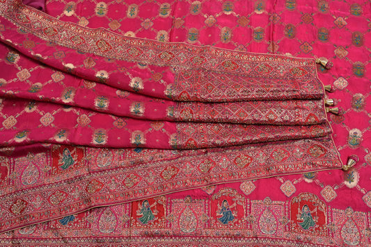Pink Designer Silk Saree with Jardosi Handwork and Self Border