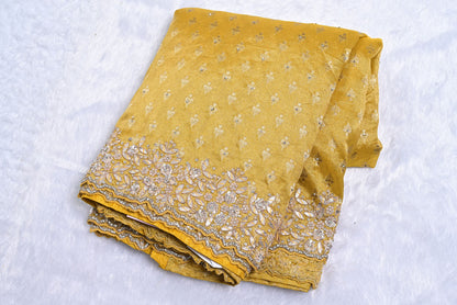 Silk yellow designer silk saree for weddings and festive occasions
