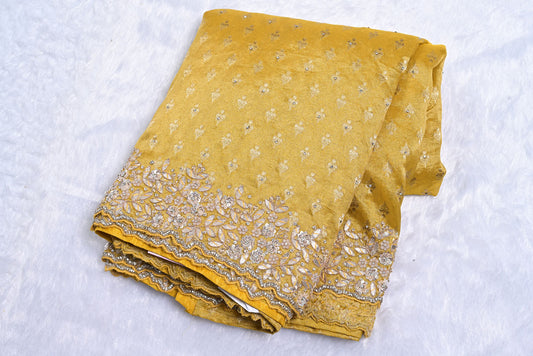 Silk yellow designer silk saree for weddings and festive occasions