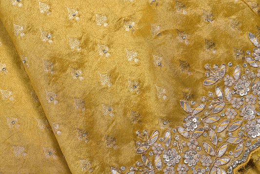 Silk yellow designer silk saree for weddings and festive occasions