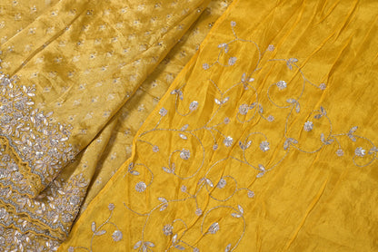 Silk yellow designer silk saree for weddings and festive occasions