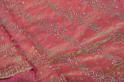Silk shaded colour mix of pink and purple organza saree for weddings and festive occasions