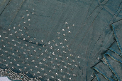 Silk pecock green tissue silk saree for weddings and festive occasions