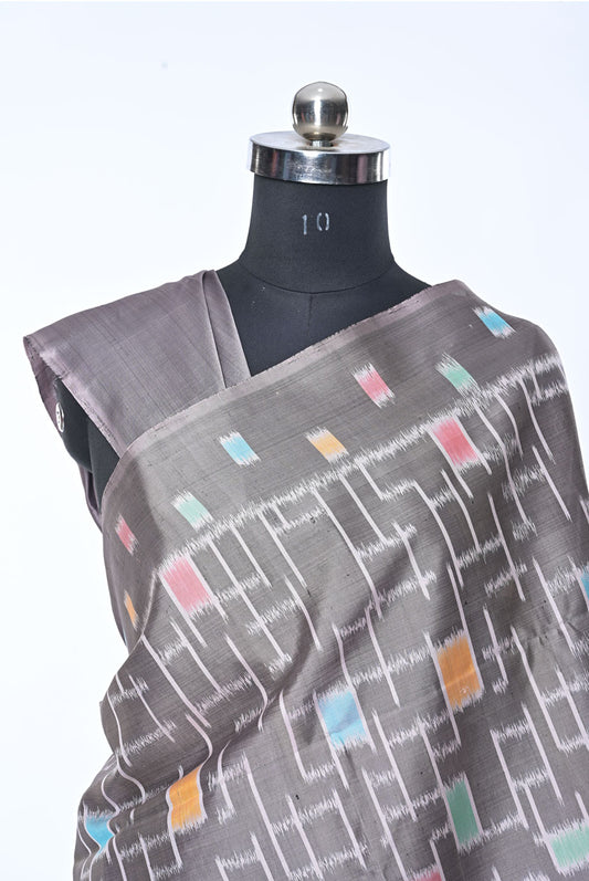 gray colour pure soft silk saree for weddings and festive occasions
