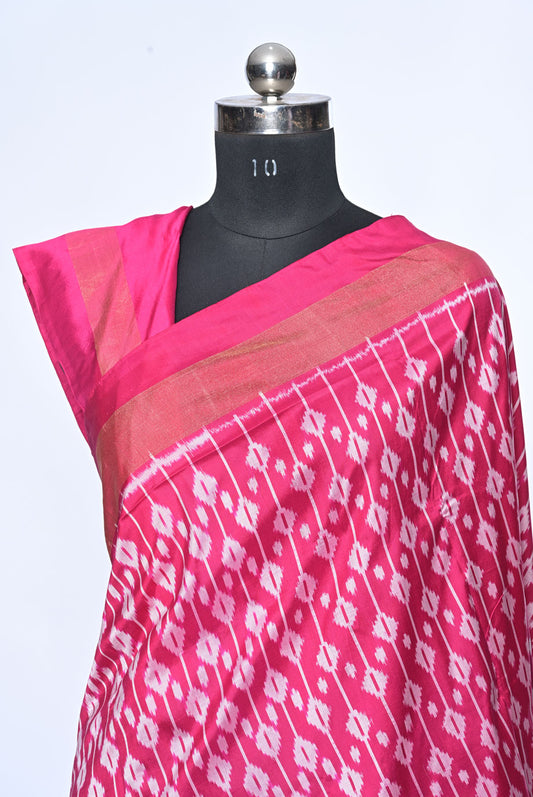 Silk rani pink patola saree for weddings and festive occasions