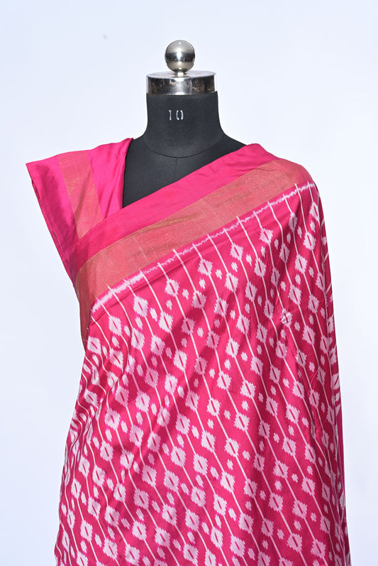 Silk rani pink patola saree for weddings and festive occasions