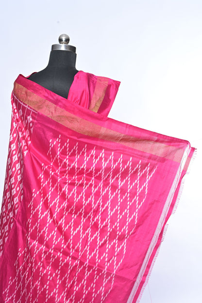 Silk rani pink patola saree for weddings and festive occasions