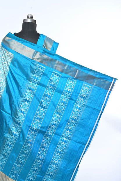 Silk sky blue patola saree for weddings and festive occasions