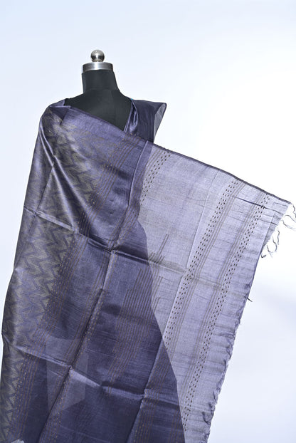 Pure Tussar Silk Indigo Blue Saree for Wedding