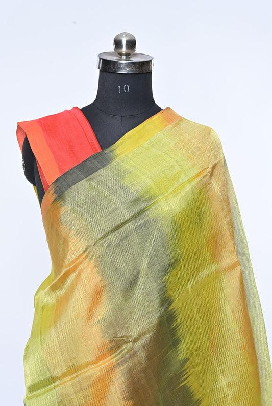 Cotton multi colour neon mangalgiri cotton saree for weddings and festive occasions