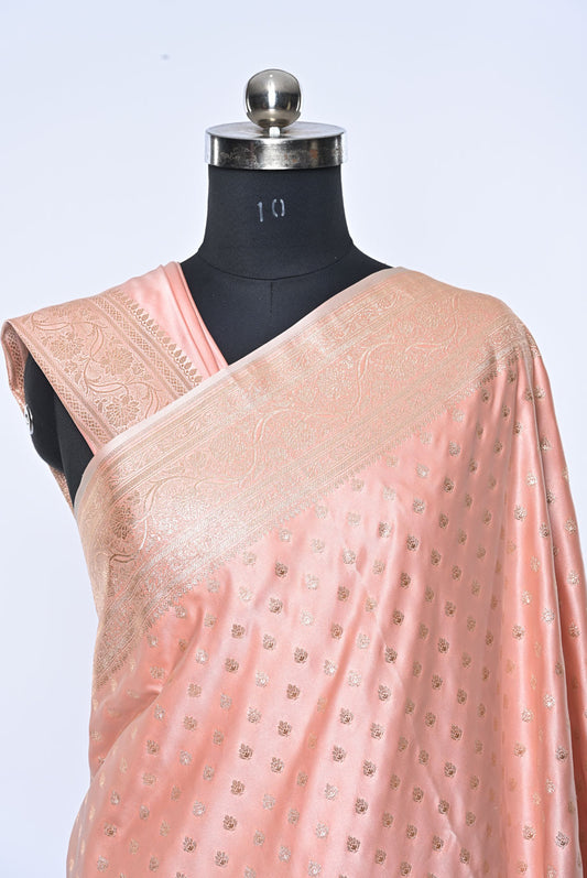 Banarasi Soft Silk Baby Pink Saree for Wedding