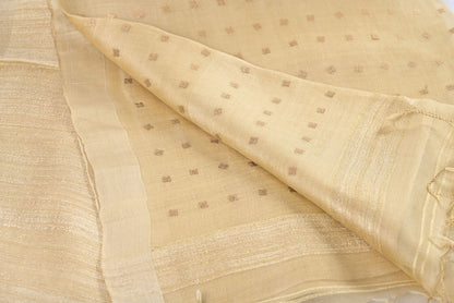Pure Linen Cotton Light Brown Saree   
