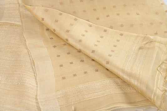Pure Linen Cotton Light Brown Saree   