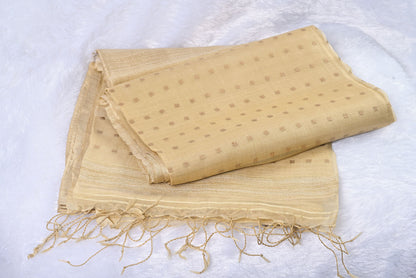 Pure Linen Cotton Light Brown Saree   