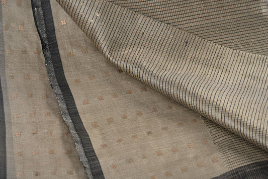 Light Gray Tussar Silk Saree