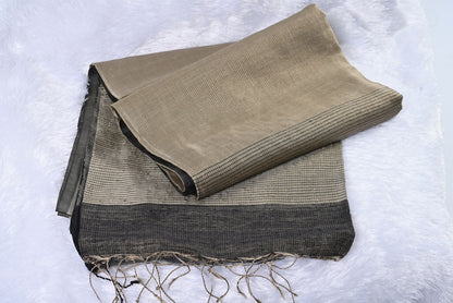 Light Gray Tussar Silk Saree