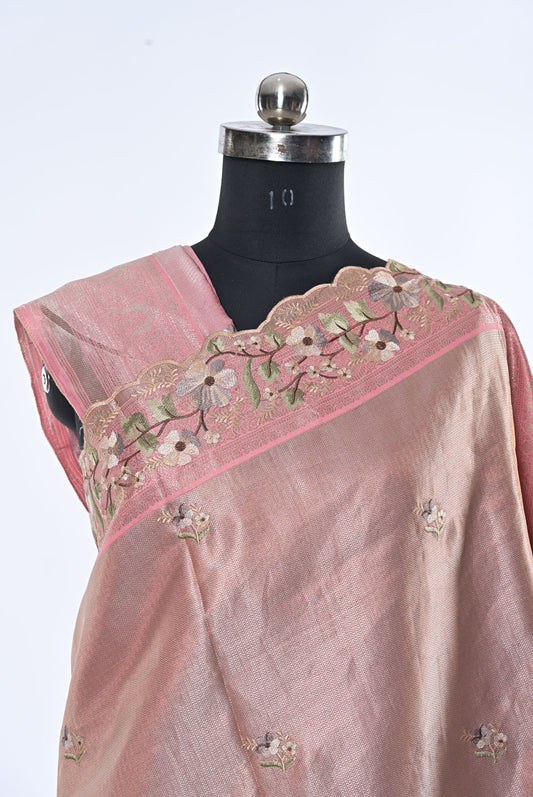 Soft Silk Baby Pink with Golden Saree for Festival