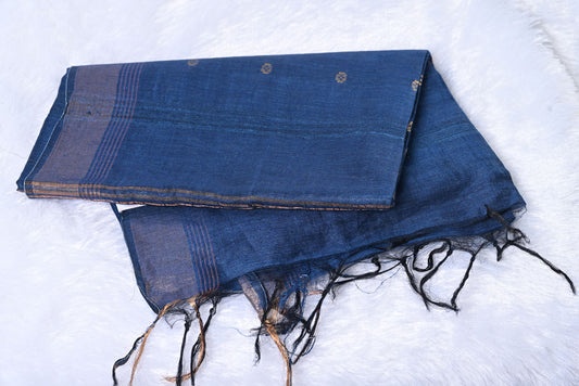 Pure Tussar Silk Blue Saree for Wedding