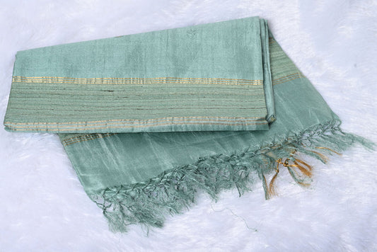 Pure Tussar Silk Sea Green Saree for Party