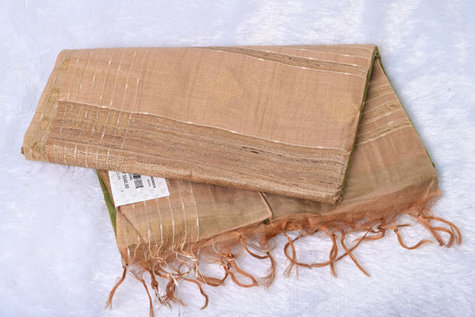Pure Tussar Silk Grass Green with Beige  colour Saree for Wedding