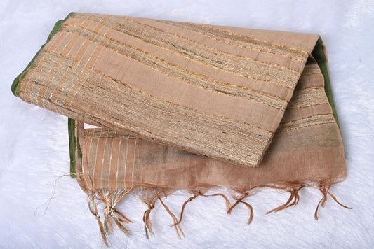 Silk beige tussar silk saree for weddings and festive occasions