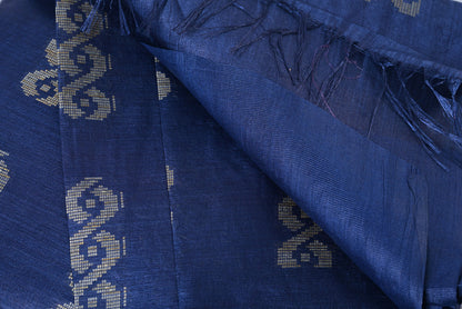 Silk nevy blue tussar silk saree for weddings and festive occasions