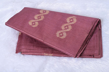 Silk dusty onion colour tussar silk saree for weddings and festive occasions