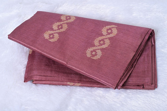 Silk dusty onion colour tussar silk saree for weddings and festive occasions