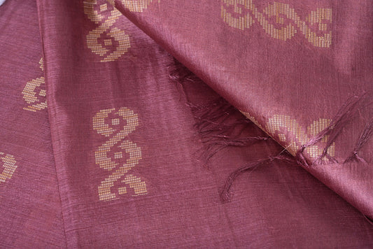 Silk dusty onion colour tussar silk saree for weddings and festive occasions