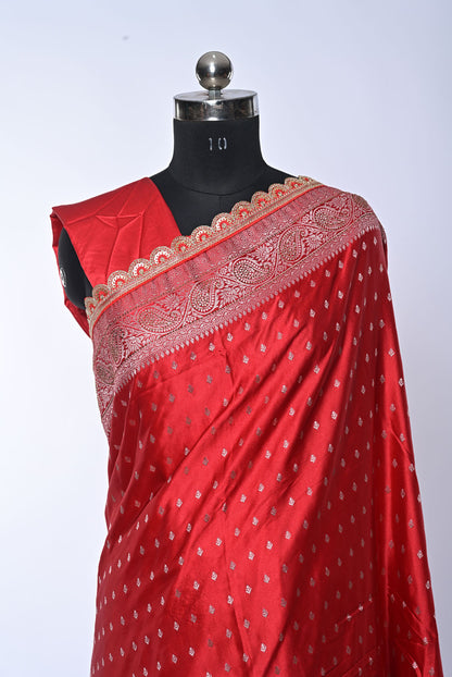 Semi Designer Banarasi Dark Pink Saree for Festival
