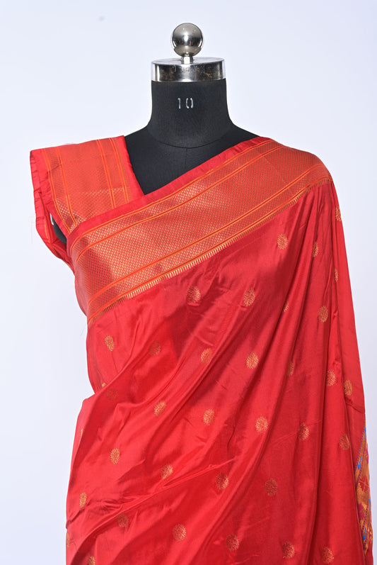 Semi Kalanjali Paithani Dark Pink Saree for Festival