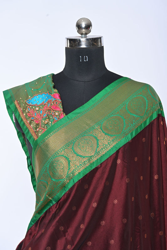 Semi Kalanjali Paithani Magenta Saree with Round Butti for Festival