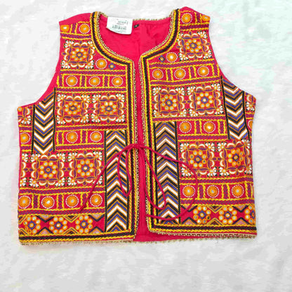 Boho style pink ethnic jacket with mirror detailing