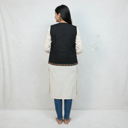 Gujarati style black festive shrug with multicolor embroidery