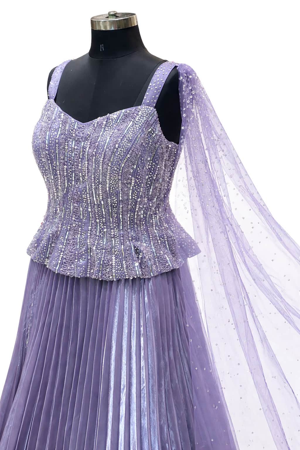Lavender sequin corset gown for wedding and reception wear