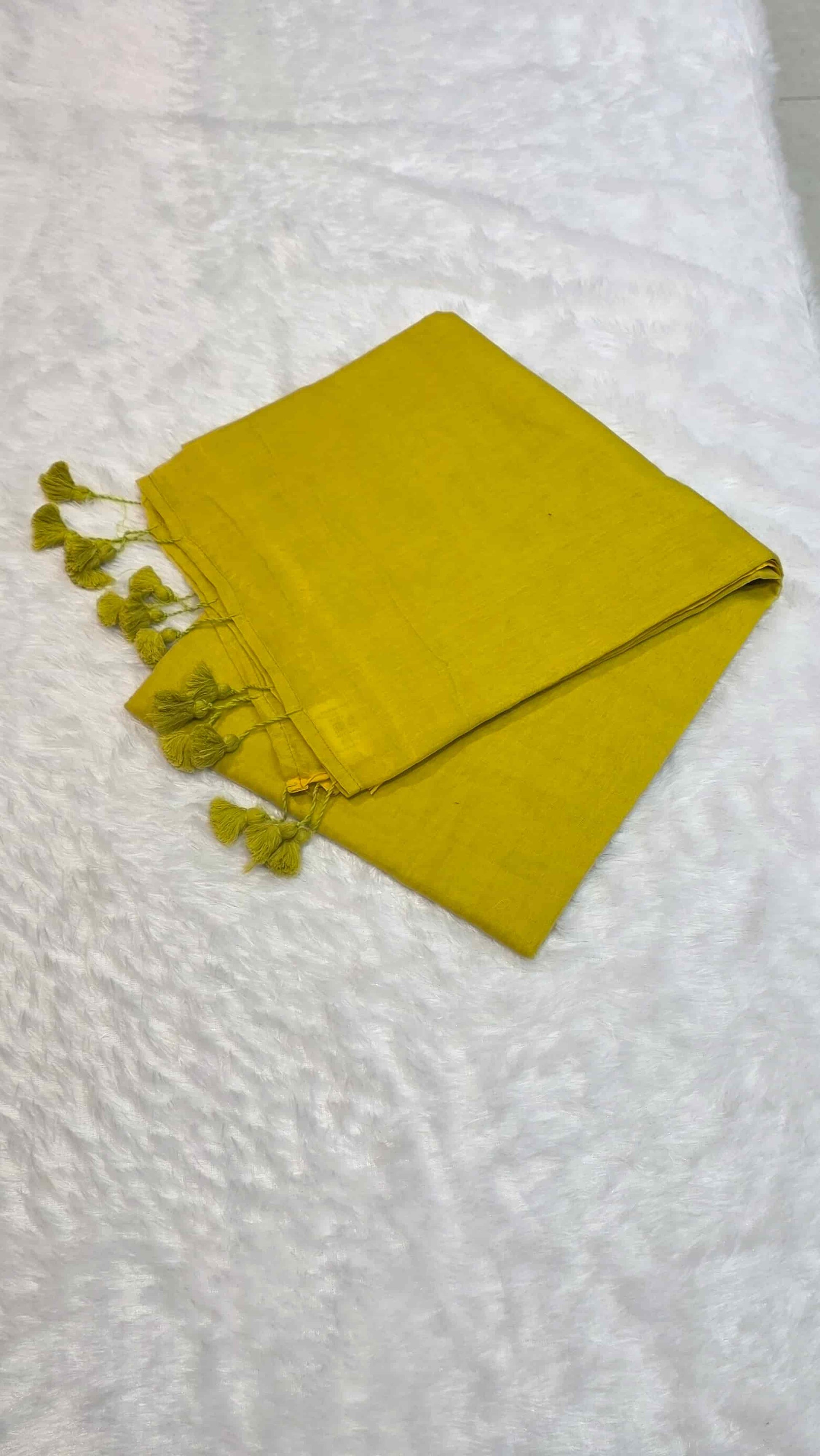 Lightweight mustard yellow mulmul cotton saree for festive and casual wear