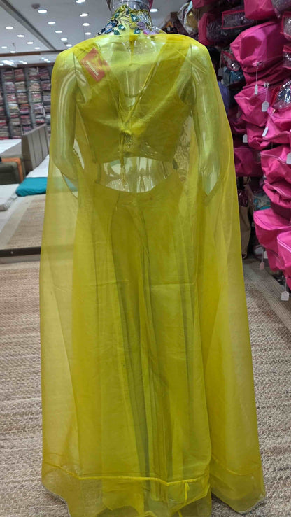 Haldi special mustard yellow co-ord set with floral detailing and layered silhouette