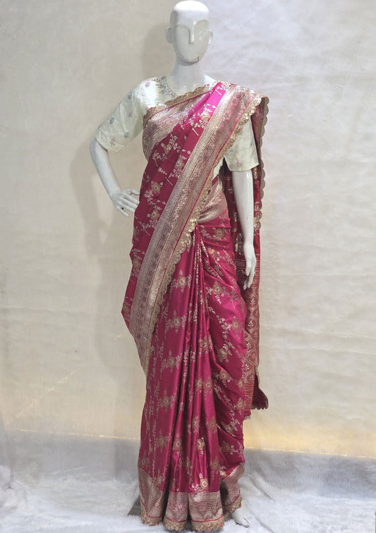 banarasi saree in pure silk with golden zari