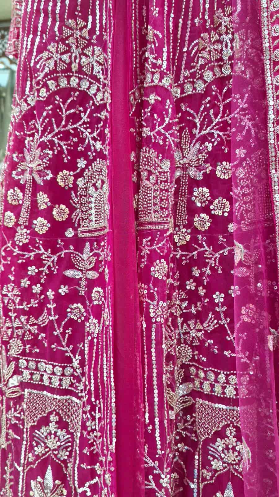Full flare floor-length rani pink embroidered Anarkali gown