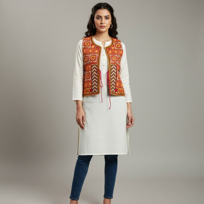 Shop Pink Banjara mirror work women’s shrug. Perfect boho ethnic jacket for Navratri, festive & Indo-Western styling. Buy online now.