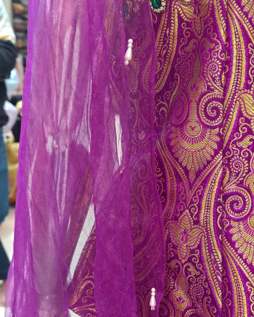 Royal purple Indo-Western set with statement choker-style dupatta