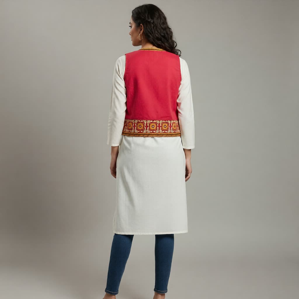 Pink Banjara embroidered shrug with mirror work for women