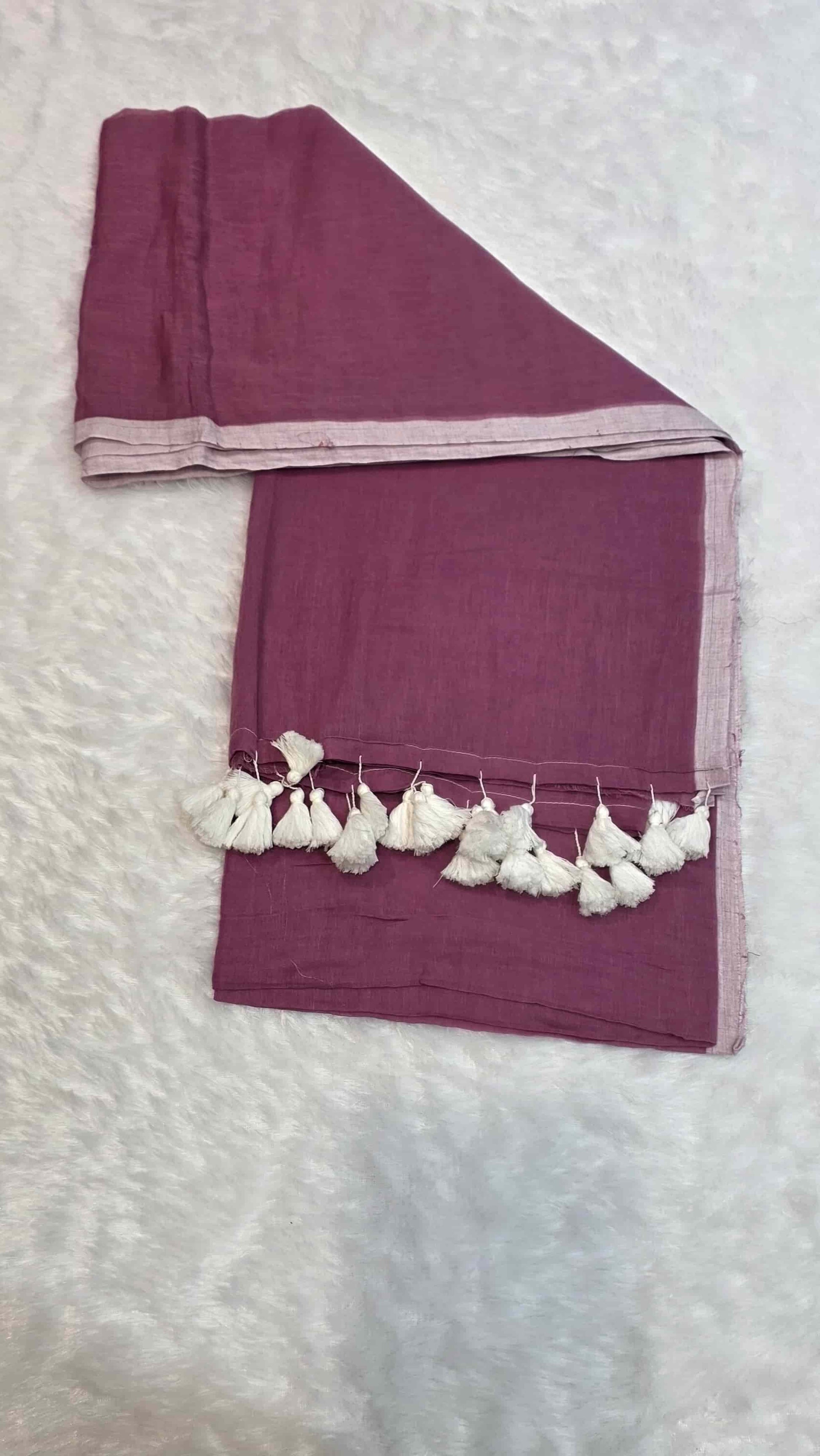 Lightweight wine mulmul cotton saree for festive and casual wear