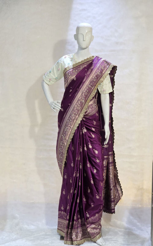 Banarasi saree with glimmering zari motifs for festive wear